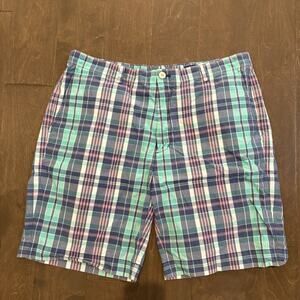 Vineyard Vines Breaker Shorts Men 38 Blue Green Check Madras Nautical Preppy‎